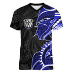 Canterbury Bankstown Bulldogs Women V-Neck T-Shirt Polynesian Tribal Tattoo Pacific Sport Art