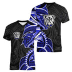Canterbury Bankstown Bulldogs Women V-Neck T-Shirt Polynesian Tribal Tattoo Pacific Sport Art