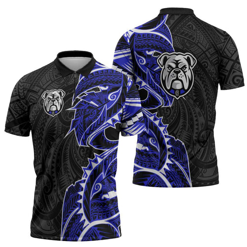 Canterbury Bankstown Bulldogs Zipper Polo Shirt Polynesian Tribal Tattoo Pacific Sport Art
