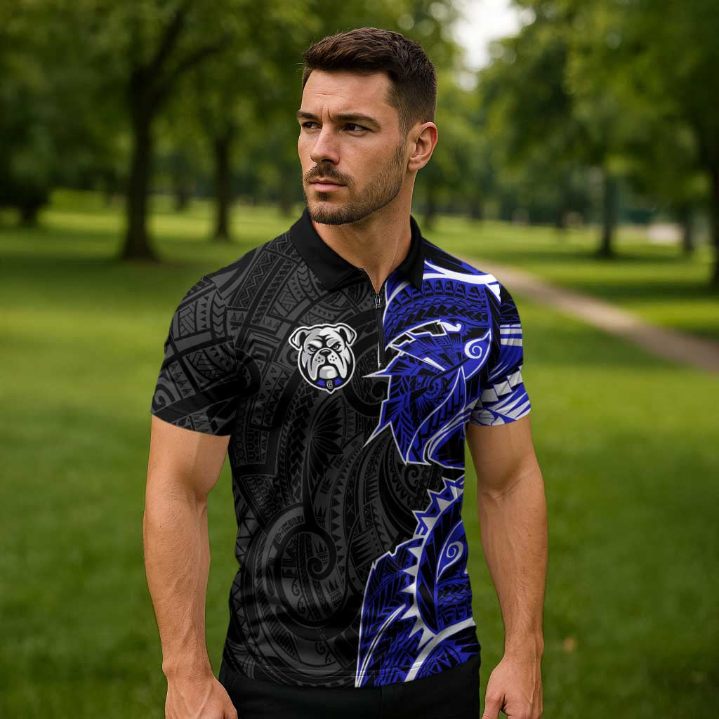 Canterbury Bankstown Bulldogs Zipper Polo Shirt Polynesian Tribal Tattoo Pacific Sport Art