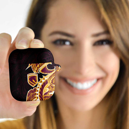 Brisbane Broncos AirPods Case Polynesian Tribal Tattoo Pacific Sport Art