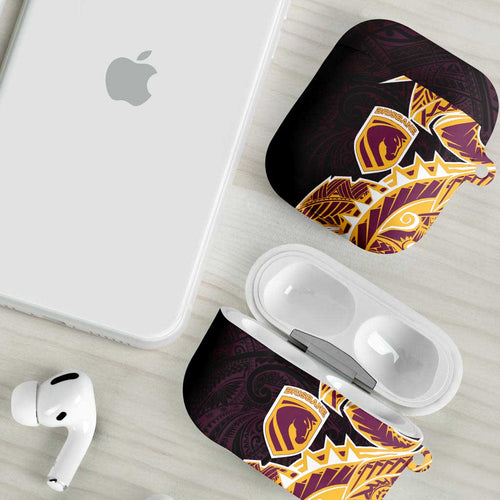 Brisbane Broncos AirPods Case Polynesian Tribal Tattoo Pacific Sport Art