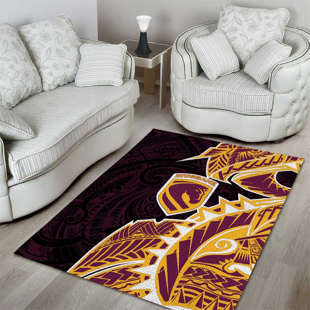 Brisbane Broncos Area Rug Polynesian Tribal Tattoo Pacific Sport Art
