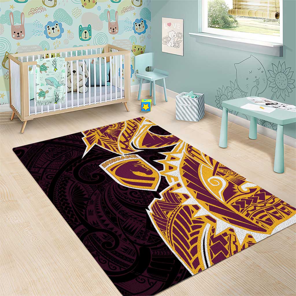 Brisbane Broncos Area Rug Polynesian Tribal Tattoo Pacific Sport Art