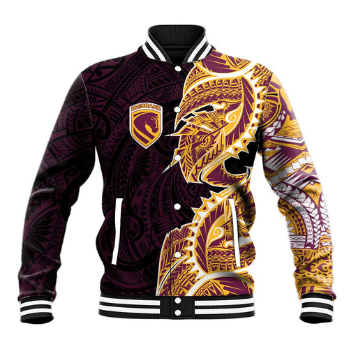Brisbane Broncos Baseball Jacket Polynesian Tribal Tattoo Pacific Sport Art
