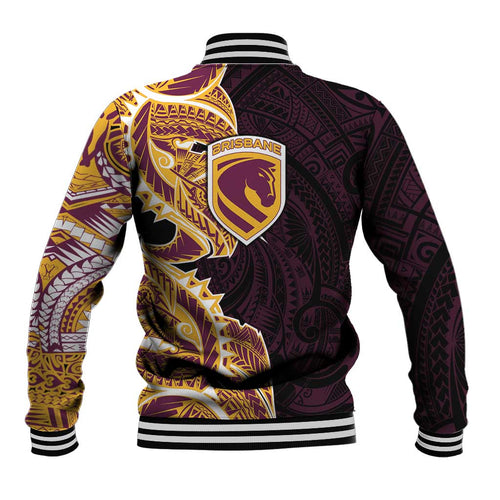 Brisbane Broncos Baseball Jacket Polynesian Tribal Tattoo Pacific Sport Art