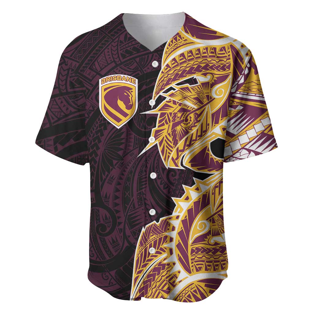 Brisbane Broncos Baseball Jersey Polynesian Tribal Tattoo Pacific Sport Art
