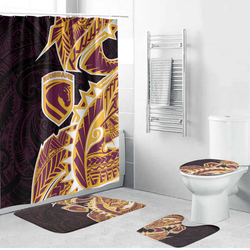 Brisbane Broncos Bathroom Set Polynesian Tribal Tattoo Pacific Sport Art