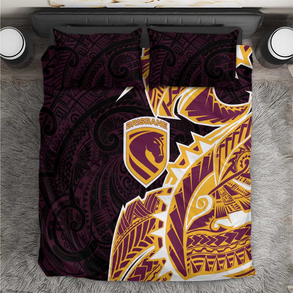 Brisbane Broncos Bedding Set Polynesian Tribal Tattoo Pacific Sport Art
