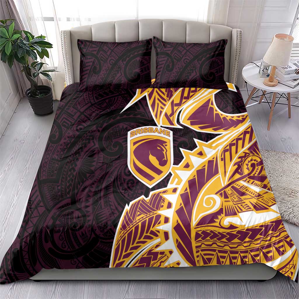 Brisbane Broncos Bedding Set Polynesian Tribal Tattoo Pacific Sport Art