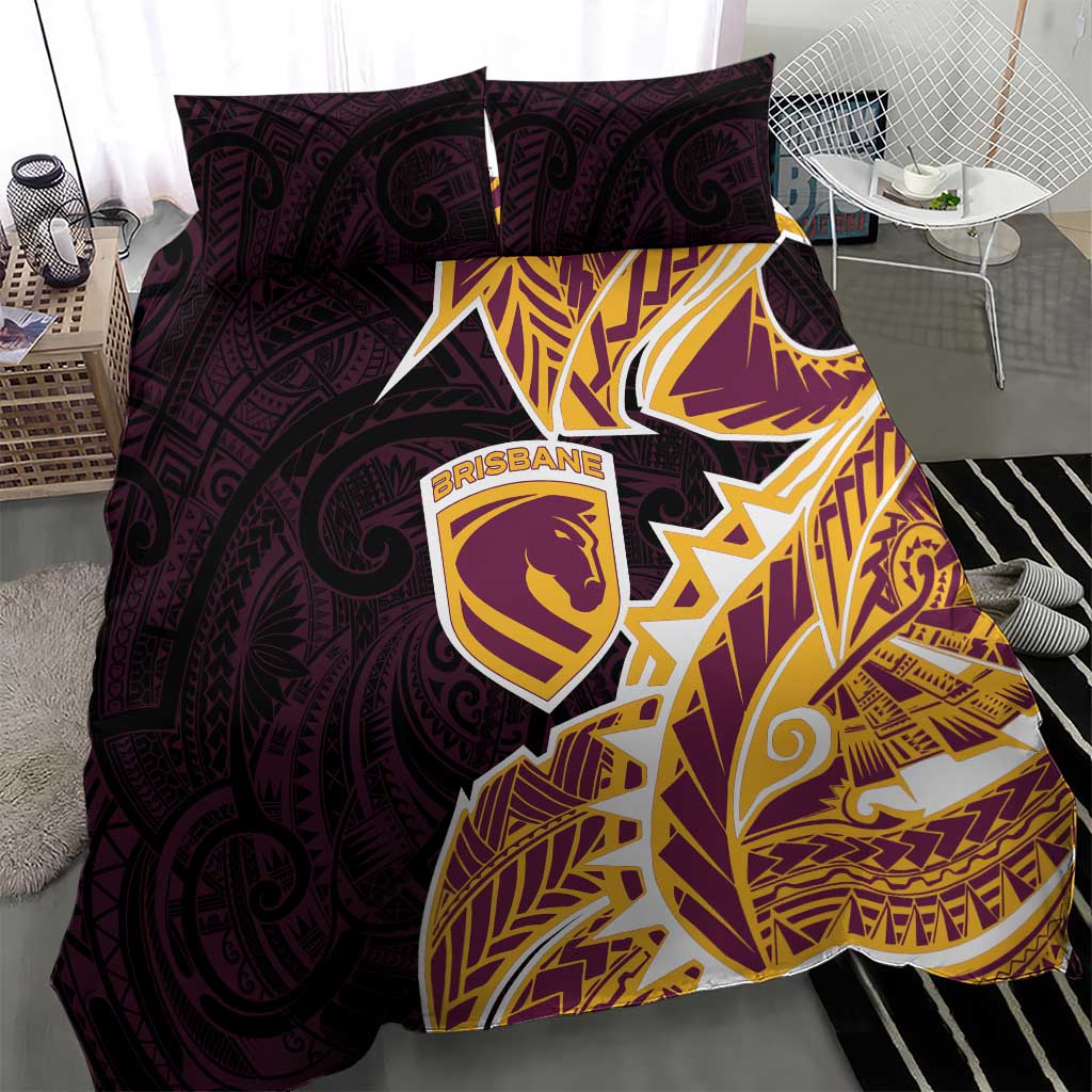 Brisbane Broncos Bedding Set Polynesian Tribal Tattoo Pacific Sport Art