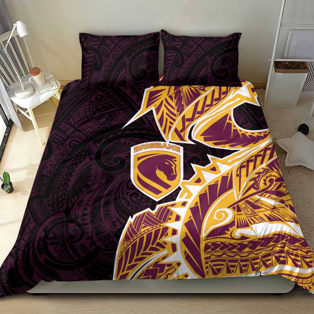 Brisbane Broncos Bedding Set Polynesian Tribal Tattoo Pacific Sport Art