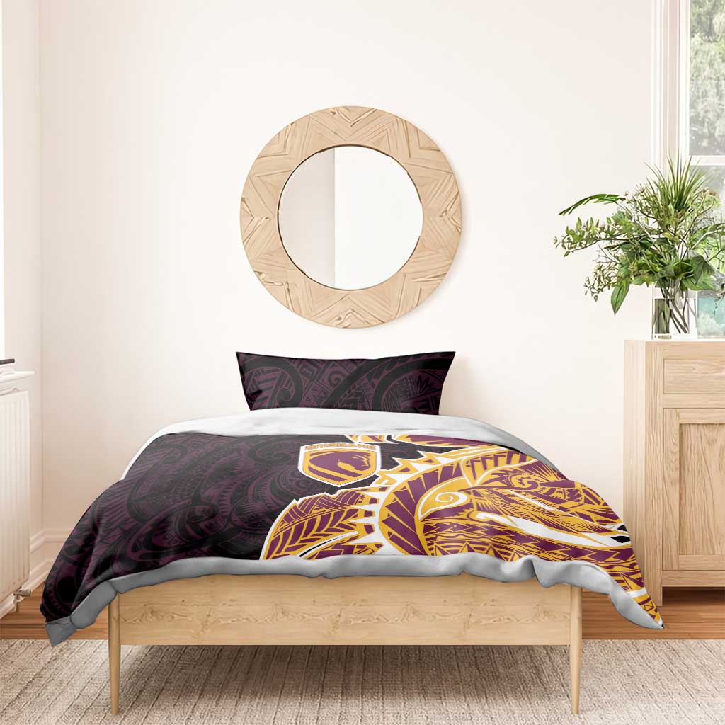 Brisbane Broncos Bedding Set Polynesian Tribal Tattoo Pacific Sport Art