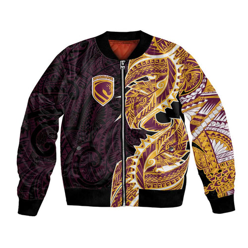 Brisbane Broncos Bomber Jacket Polynesian Tribal Tattoo Pacific Sport Art