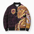 Brisbane Broncos Bomber Puffer Jacket Polynesian Tribal Tattoo Pacific Sport Art