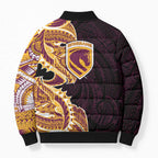 Brisbane Broncos Bomber Puffer Jacket Polynesian Tribal Tattoo Pacific Sport Art