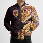 Brisbane Broncos Bomber Puffer Jacket Polynesian Tribal Tattoo Pacific Sport Art