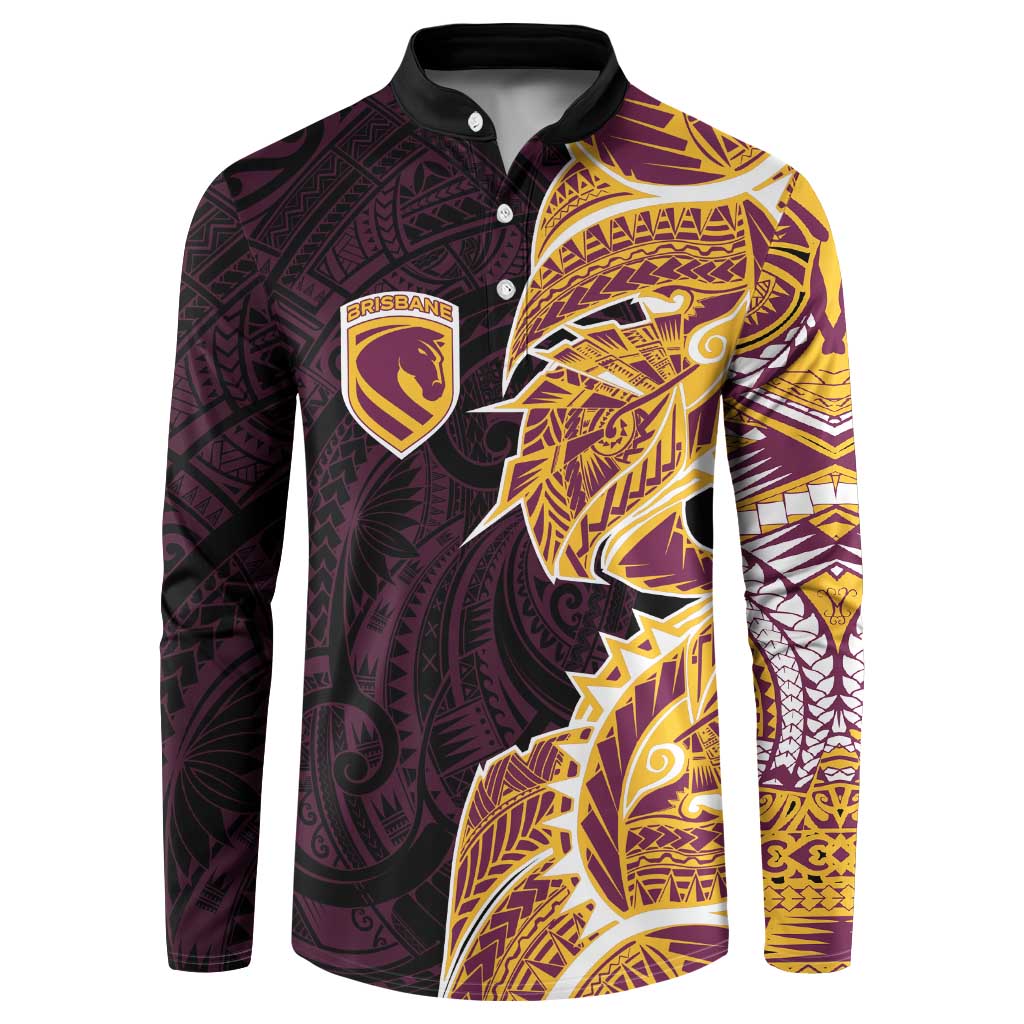Brisbane Broncos Button Sweatshirt Polynesian Tribal Tattoo Pacific Sport Art