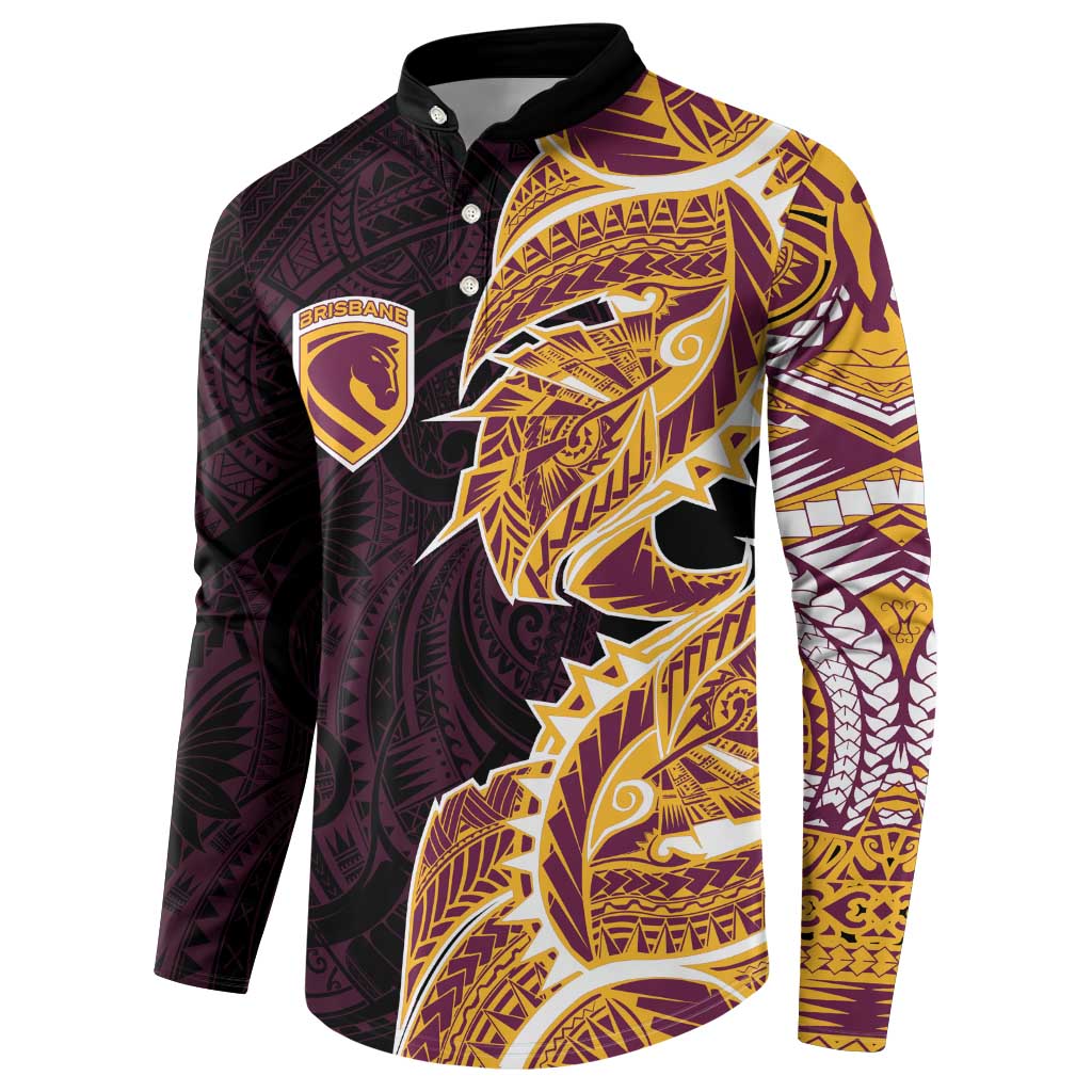 Brisbane Broncos Button Sweatshirt Polynesian Tribal Tattoo Pacific Sport Art