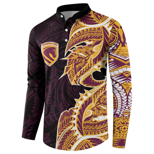 Brisbane Broncos Button Sweatshirt Polynesian Tribal Tattoo Pacific Sport Art