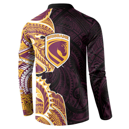 Brisbane Broncos Button Sweatshirt Polynesian Tribal Tattoo Pacific Sport Art