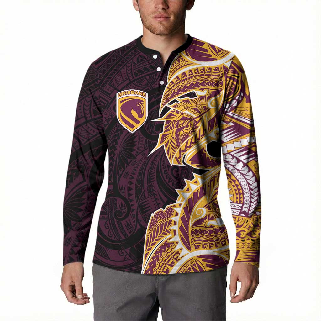 Brisbane Broncos Button Sweatshirt Polynesian Tribal Tattoo Pacific Sport Art