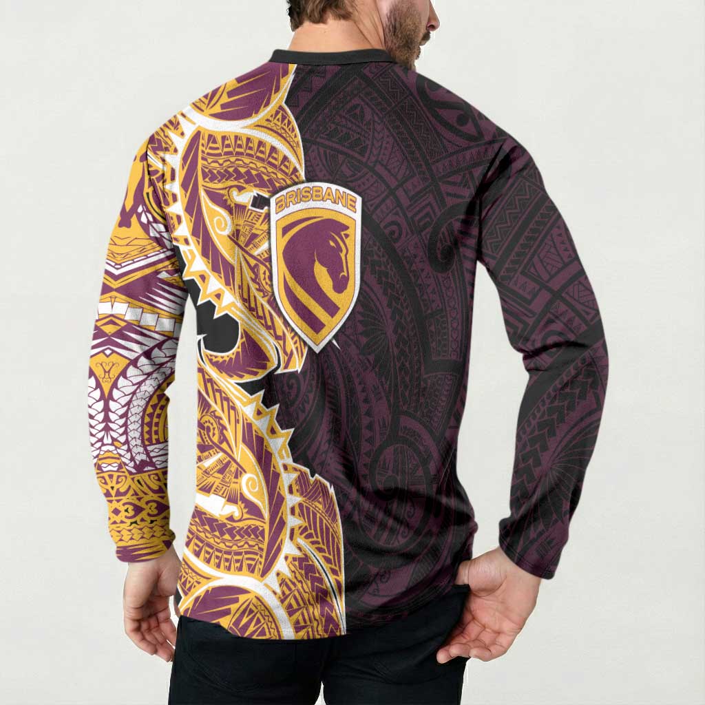 Brisbane Broncos Button Sweatshirt Polynesian Tribal Tattoo Pacific Sport Art
