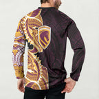 Brisbane Broncos Button Sweatshirt Polynesian Tribal Tattoo Pacific Sport Art
