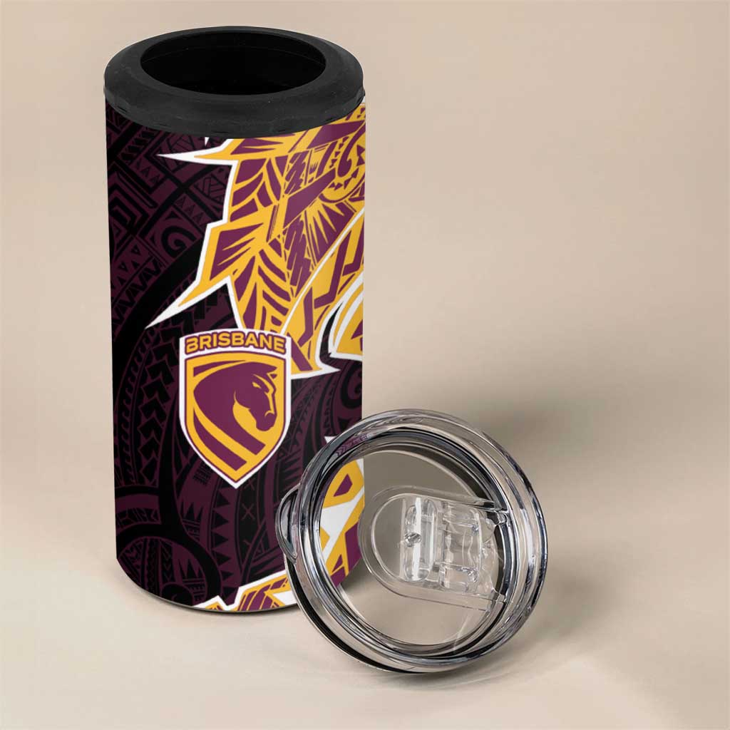 Brisbane Broncos 4 in 1 Can Cooler Tumbler Polynesian Tribal Tattoo Pacific Sport Art