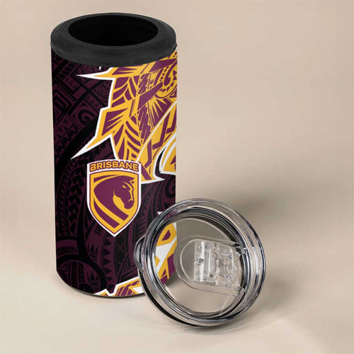 Brisbane Broncos 4 in 1 Can Cooler Tumbler Polynesian Tribal Tattoo Pacific Sport Art