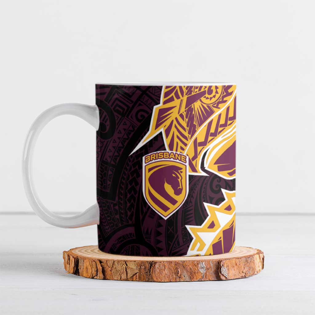 Brisbane Broncos Ceramic Mug Polynesian Tribal Tattoo Pacific Sport Art