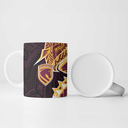Brisbane Broncos Ceramic Mug Polynesian Tribal Tattoo Pacific Sport Art