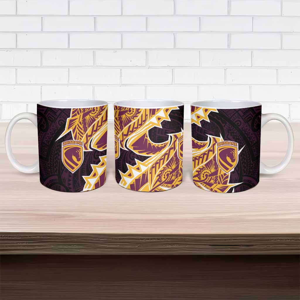 Brisbane Broncos Ceramic Mug Polynesian Tribal Tattoo Pacific Sport Art