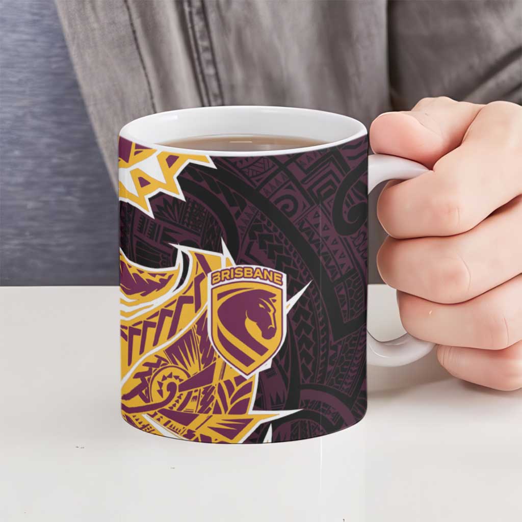 Brisbane Broncos Ceramic Mug Polynesian Tribal Tattoo Pacific Sport Art