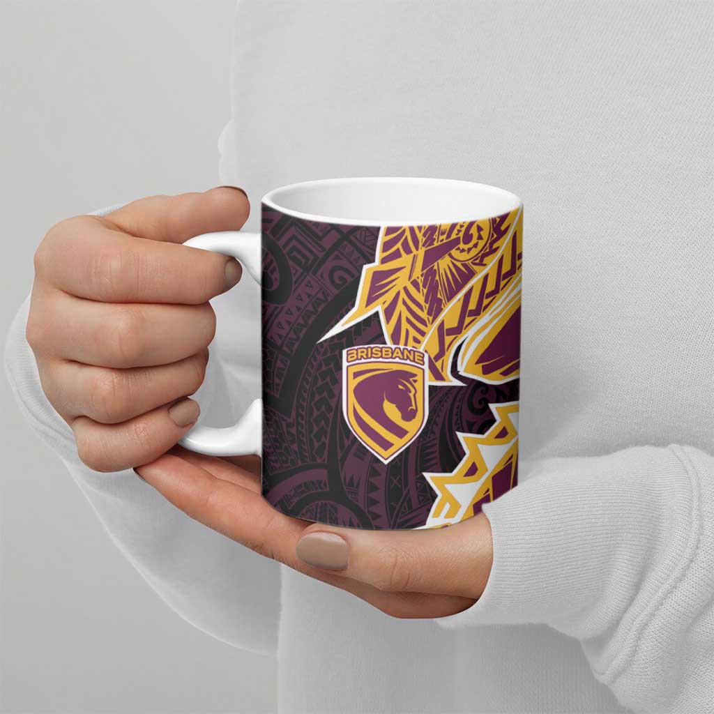Brisbane Broncos Ceramic Mug Polynesian Tribal Tattoo Pacific Sport Art