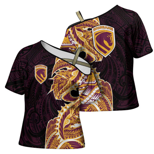 Brisbane Broncos Cross Shoulder Shirt Polynesian Tribal Tattoo Pacific Sport Art