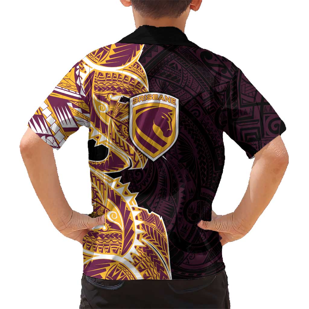 Brisbane Broncos Family Matching Mermaid Dress and Hawaiian Shirt Polynesian Tribal Tattoo Pacific Sport Art