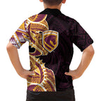 Brisbane Broncos Family Matching Puletasi and Hawaiian Shirt Polynesian Tribal Tattoo Pacific Sport Art
