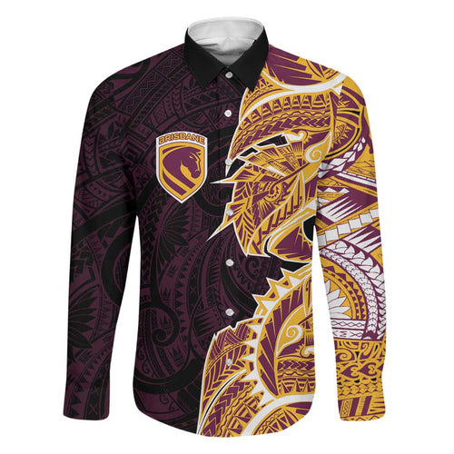 Brisbane Broncos Family Matching Puletasi and Hawaiian Shirt Polynesian Tribal Tattoo Pacific Sport Art