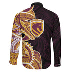 Brisbane Broncos Family Matching Summer Maxi Dress and Hawaiian Shirt Polynesian Tribal Tattoo Pacific Sport Art