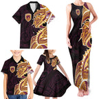 Brisbane Broncos Family Matching Tank Maxi Dress and Hawaiian Shirt Polynesian Tribal Tattoo Pacific Sport Art