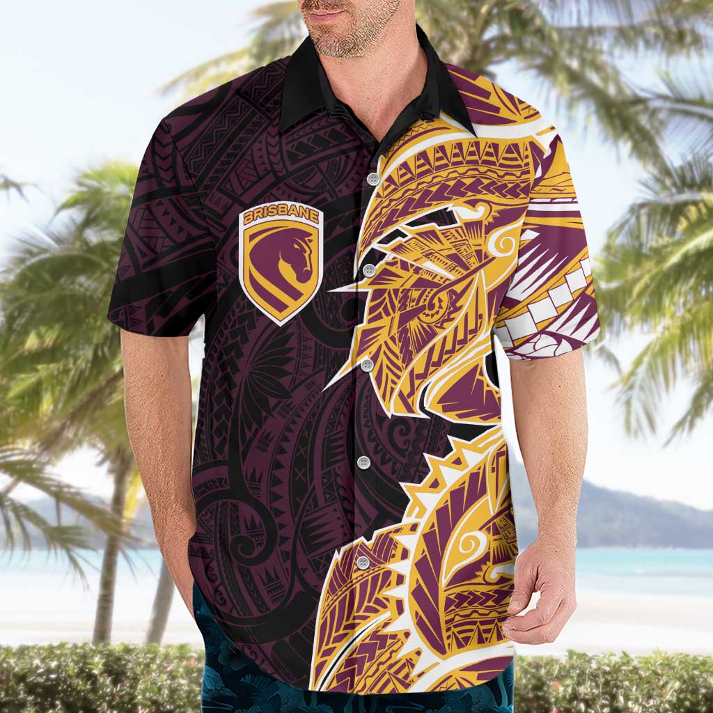 Brisbane Broncos Hawaiian Shirt Polynesian Tribal Tattoo Pacific Sport Art