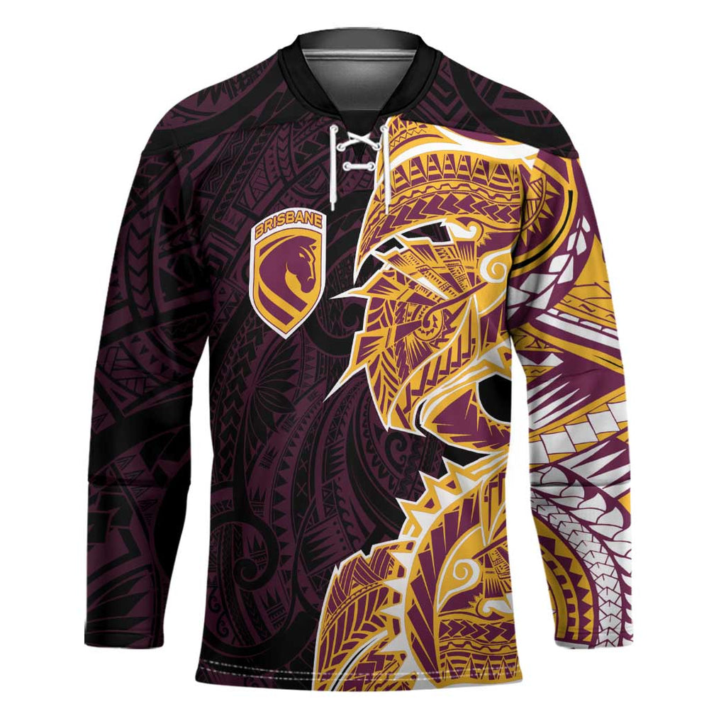 Brisbane Broncos Hockey Jersey Polynesian Tribal Tattoo Pacific Sport Art
