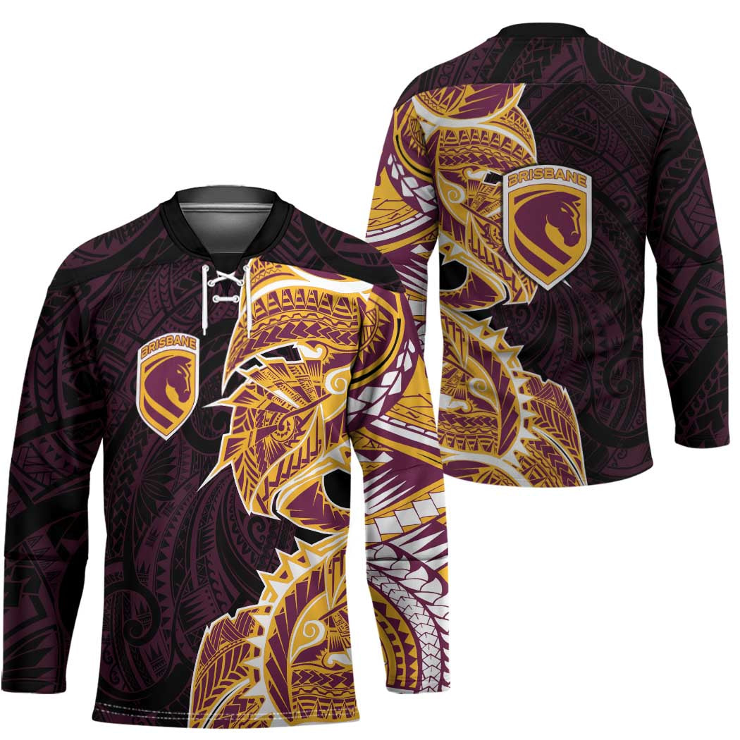 Brisbane Broncos Hockey Jersey Polynesian Tribal Tattoo Pacific Sport Art