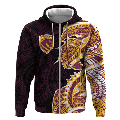 Brisbane Broncos Hoodie Polynesian Tribal Tattoo Pacific Sport Art