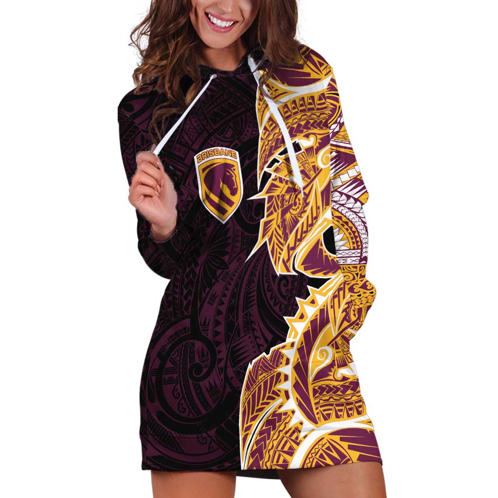 Brisbane Broncos Hoodie Dress Polynesian Tribal Tattoo Pacific Sport Art