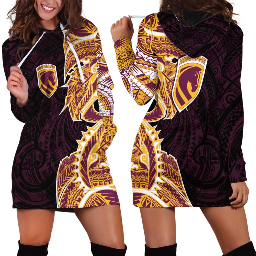 Brisbane Broncos Hoodie Dress Polynesian Tribal Tattoo Pacific Sport Art