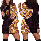Brisbane Broncos Hoodie Dress Polynesian Tribal Tattoo Pacific Sport Art