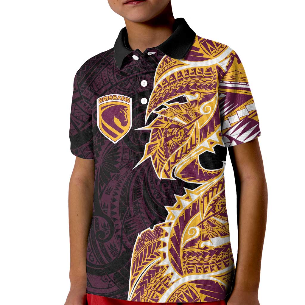 Brisbane Broncos Kid Polo Shirt Polynesian Tribal Tattoo Pacific Sport Art