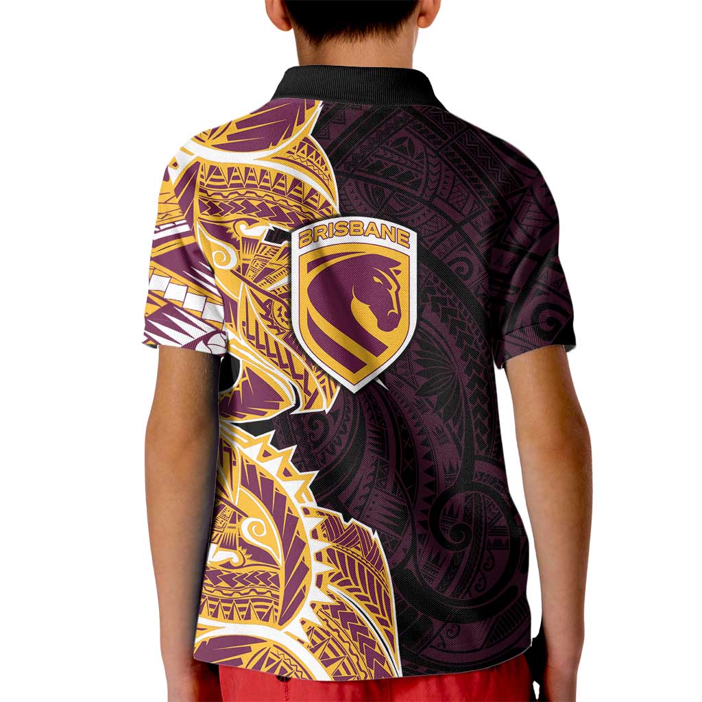 Brisbane Broncos Kid Polo Shirt Polynesian Tribal Tattoo Pacific Sport Art